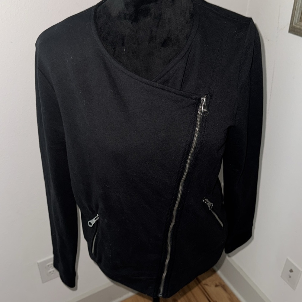 Banana Republic black moto light jacket full zipper cotton Sz M